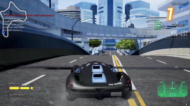 Screenshot of unreleased Ridge Racer game for Nintendo Switch.