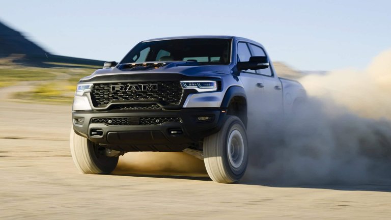 A Ram RHO slides through the desert.